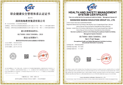 职业健康安全管理体系认证证书